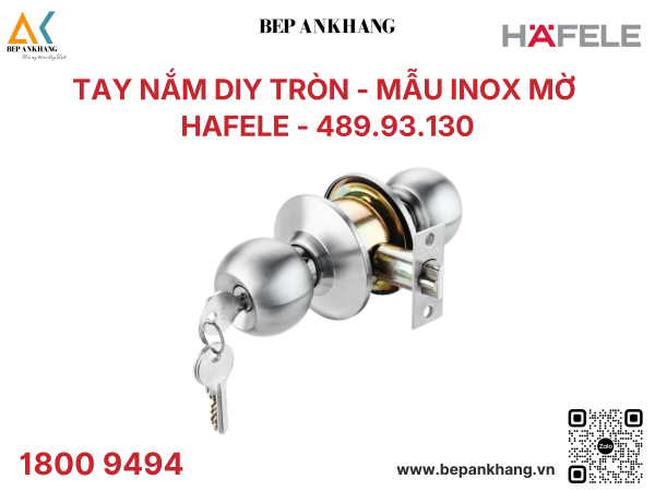 Tay nắm DIY tròn - mẫu inox mờ Hafele - 489.93.130